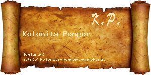 Kolonits Pongor névjegykártya